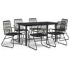 vidaXL Set da Pranzo da Giardino 7 pz Nero in Rattan PVC