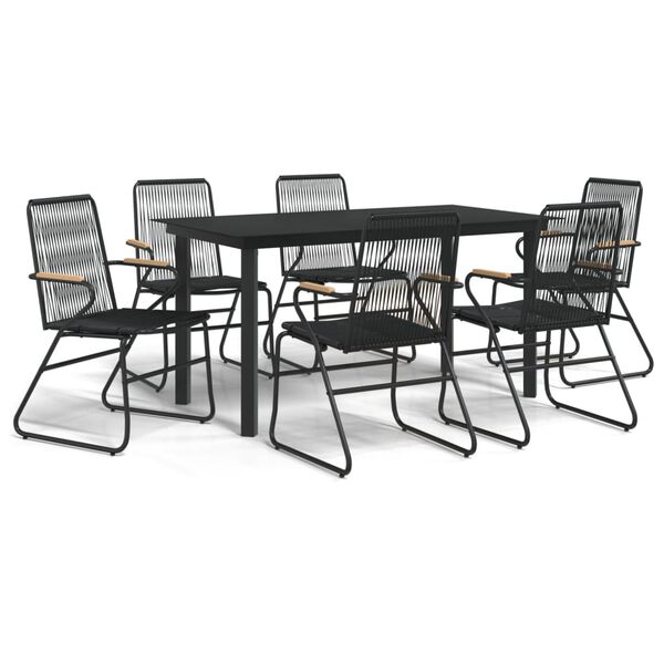 vidaXL Set da Pranzo da Giardino 7 pz Nero in Rattan PVC