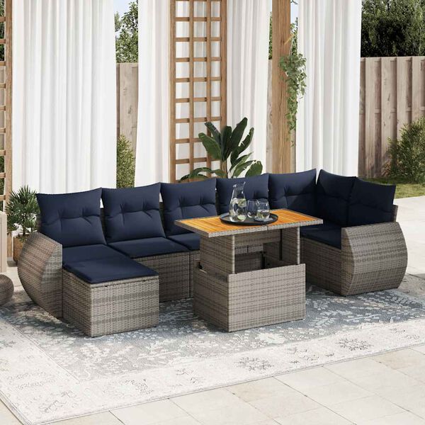 vidaXL Set Divano da Giardino 8 pz con Cuscini Grigio in Polyrattan