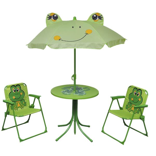 vidaXL Set da Bistrot da Giardino per Bambini con Ombrellone Verde