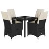 vidaXL Set da Pranzo da Giardino 5 pz Nero con Cuscini in Polyrattan
