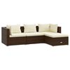 vidaXL Set Divani da Giardino 4 pz con Cuscini in Polyrattan Marrone