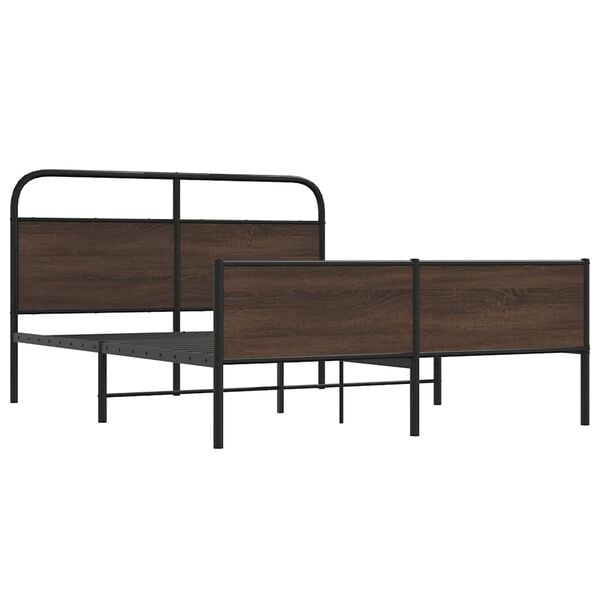 vidaXL Giroletto senza Materaso in Metallo Rovere Marrone 150x200 cm