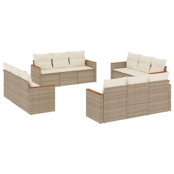 vidaXL Set Divani da Giardino 12 pz con Cuscini Beige in Polyrattan