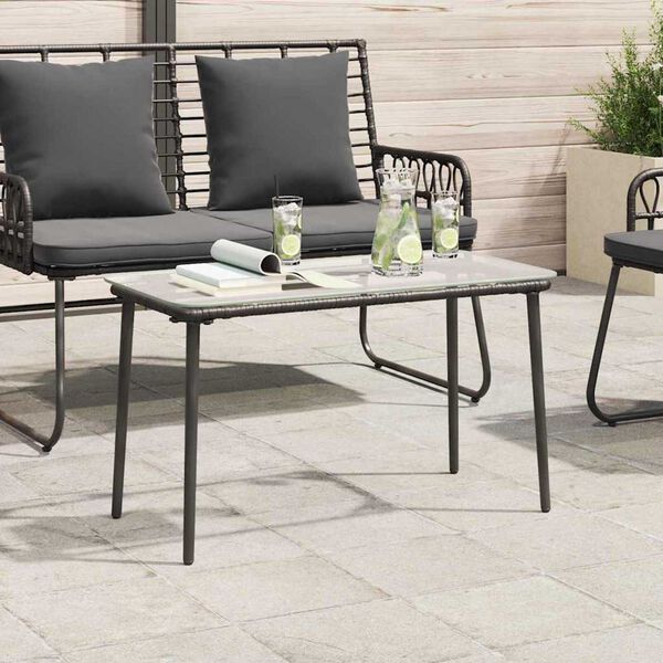 vidaXL Tavolo da Giardino Nero 80 x 40 x 45.5 cm Poly Rattan