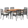 vidaXL Set da Pranzo da Giardino 7 pz Nero con Cuscini in Polyrattan