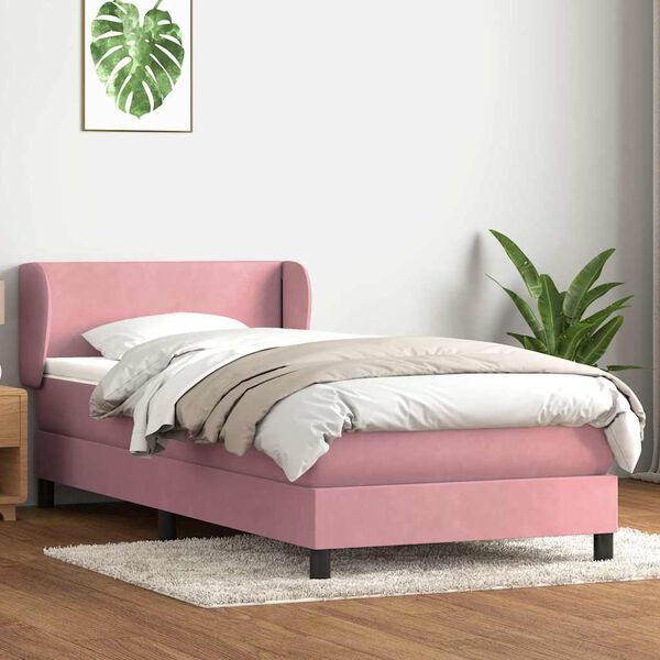 vidaXL Giroletto a Molle con Materasso Rosa 90x210 cm Velluto