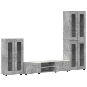 vidaXL Set mobile TV FLORIN 3 pcs Grigio cemento Legno multistrato