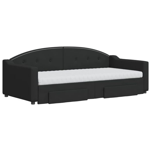 vidaXL Divano Letto Estraibile con Cassetti Nero 90x190 cm in Tessuto