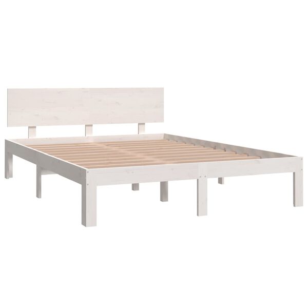 vidaXL Giroletto Bianco in Legno Massello 135x190 cm Double