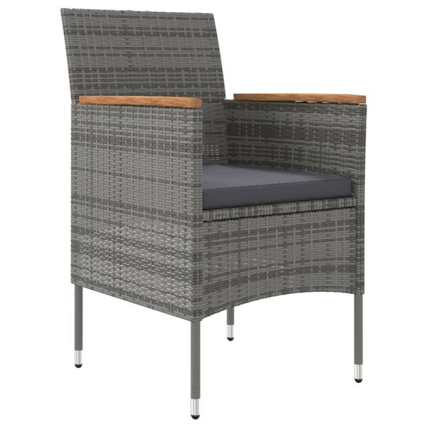 vidaXL Set da Pranzo da Giardino 7 pz con Cuscini Grigio e Nero