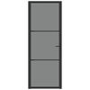 vidaXL Porta Interna 76x201,5 cm Nero Opaco Vetro ESG e Alluminio