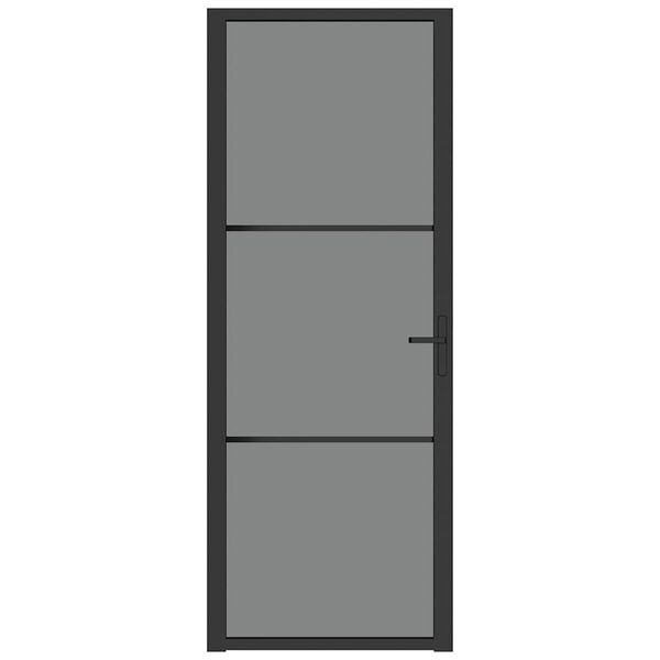 vidaXL Porta Interna 76x201,5 cm Nero Opaco Vetro ESG e Alluminio