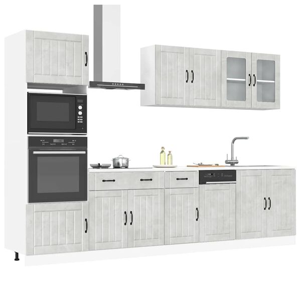 vidaXL Set Mobili da Cucina 7 pz Lucca Grigio Cemento in Truciolato