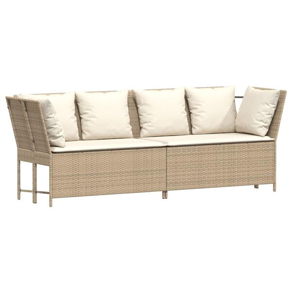 vidaXL Divano da Giardino con Cuscini in Polyrattan Beige