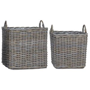 vidaXL Cestino per Piante con archiviazione 2 pcs Grigio Rattan Lacak