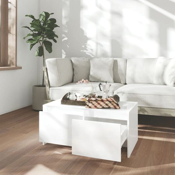 vidaXL Tavolino da Salotto Bianco Lucido 90x50x41,5 cm in Truciolato