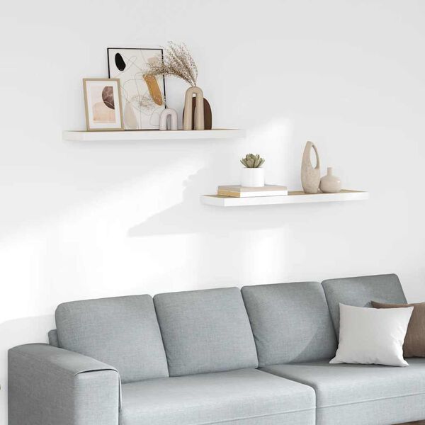 vidaXL Scaffali a Parete 2 pz Rovere e Bianco 90x23,5x3,8 cm in MDF