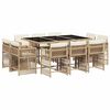 vidaXL Set da Pranzo da Giardino 11 pz con Cuscini Beige in Polyrattan