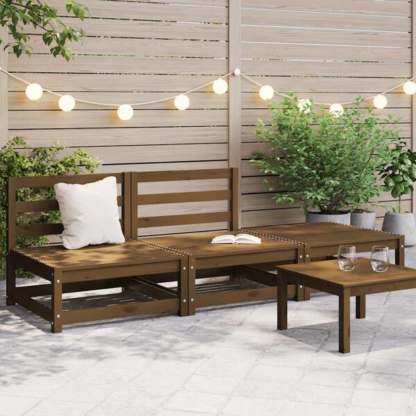 vidaXL Set Salotto da Giardino 3 pz Ambra in Legno Massello di Pino