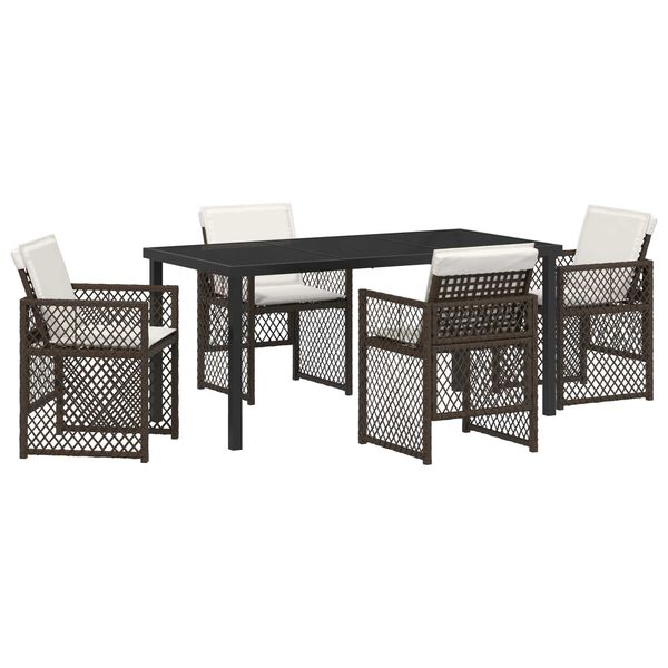 vidaXL Set da Pranzo per Giardino 5 pcs Marrone polyrattan