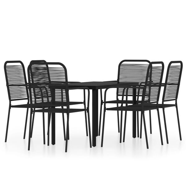 vidaXL Set Mobili da Pranzo per Giardino 7 pz Nero