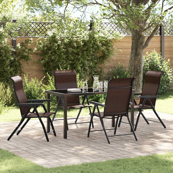 vidaXL Set da Pranzo per Giardino 5 pcs Marrone Poly Rattan