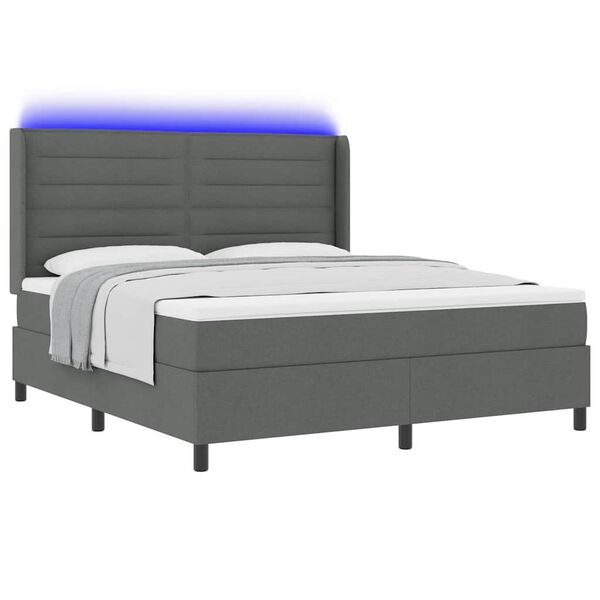 vidaXL Letto a Sorgente LED Grigio scuro 180 x 200 cm Tessuto