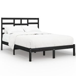 vidaXL Giroletto Nero in Legno Massello 140x190 cm