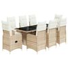vidaXL Set da Bistr&ograve; da Giardino 9 pz con Cuscini Beige in Polyrattan