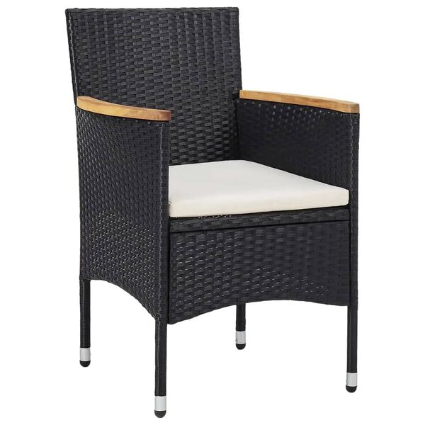 vidaXL Set Bistrot da Giardino 5 pz Polyrattan e Legno Massello Nero