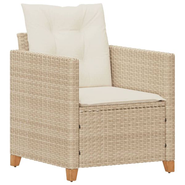 vidaXL Sedia da Giardino con Cuscini Beige in Polyrattan