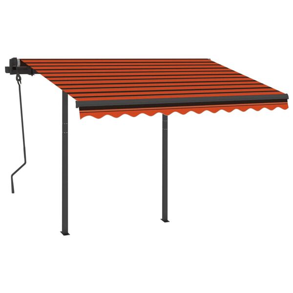 vidaXL Tenda Retrattile Automatica con Pali 3,5x2,5m Arancio e Marrone