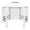 vidaXL Gazebo da Giardino con Tende 360x312x265 cm Bianco 180 g/m²