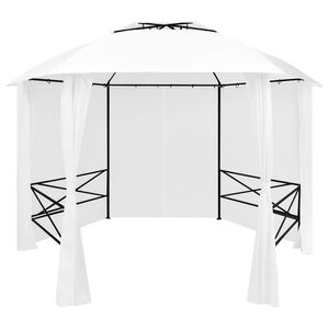 vidaXL Gazebo da Giardino con Tende 360x312x265 cm Bianco 180 g/m²