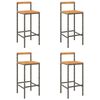 vidaXL Sgabelli da Bar 4pz Grigi Polyrattan e Legno Massello di Acacia