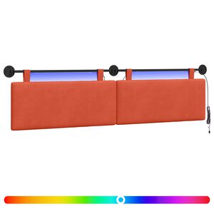 vidaXL Testiera sospesa Con luce LED Rosso Arancio Tessuto in Cords