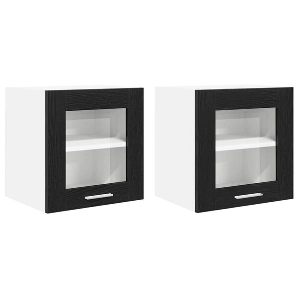 vidaXL Armadio pensile con porta 2 pcs Rovere Nero 40 x 31 x 40 cm