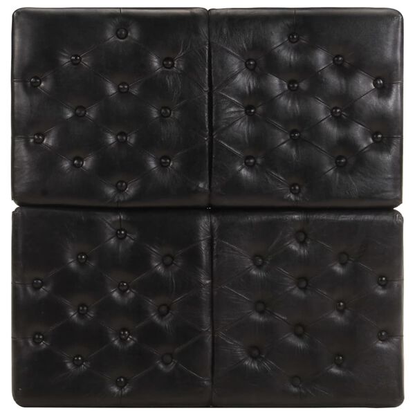 vidaXL Pouf Nero 80x80x43 cm in Vera Pelle