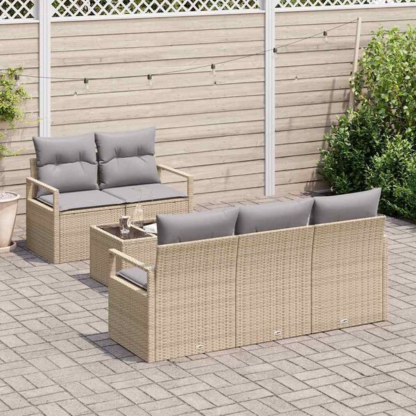 vidaXL Set di divani 6 pcs Beige e grigio polyrattan
