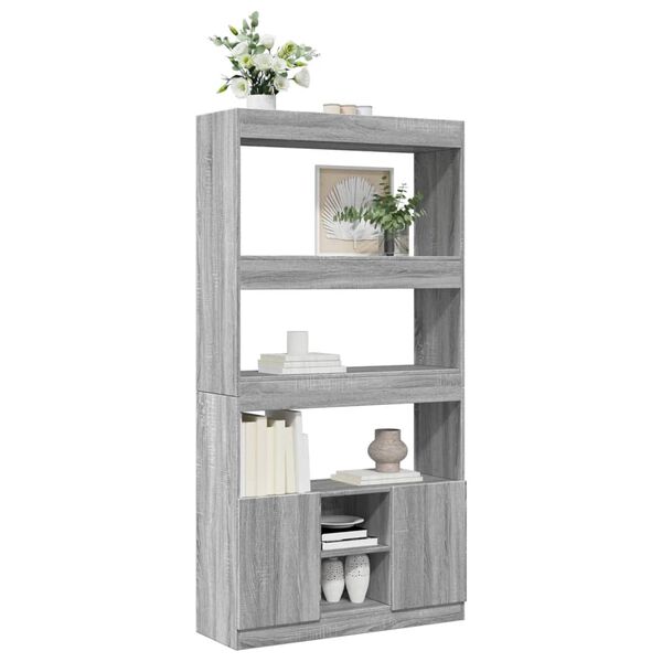 vidaXL Credenza Grigio Sonoma 92x33x180 cm in Legno Multistrato