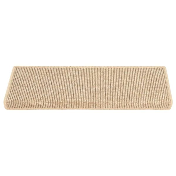 vidaXL Tappetini per scale 15 pz 65x21x4 cm Beige chiaro Bordo rettangolare