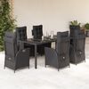 vidaXL Set da Pranzo da Giardino 7 pz Nero con Cuscini in Polyrattan