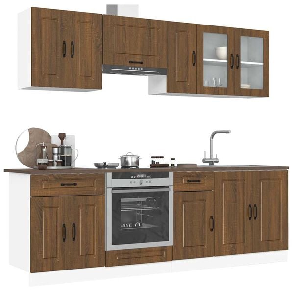 vidaXL Set Mobili da Cucina 8 pz Kalmar Rovere Marrone in Truciolato
