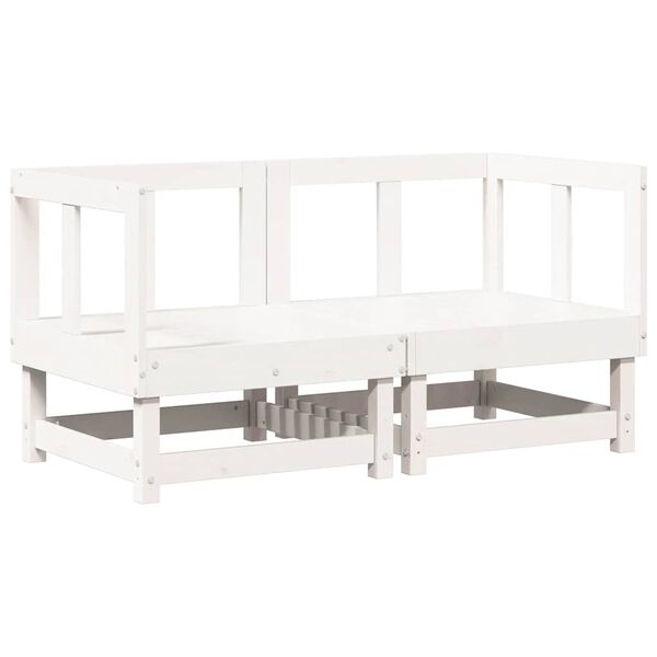 vidaXL Divani Angolari con Cuscini 2 pz Legno Massello di Pino Bianco