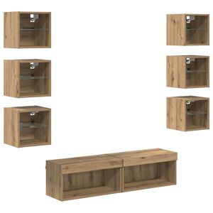 vidaXL Mobile TV con cassetto 8 pcs Rovere artigianale Vetro