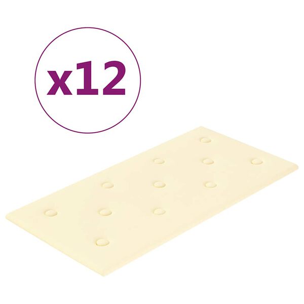 vidaXL Pannelli Murali 12 pz Crema 60x30 cm Similpelle 2,16 m²