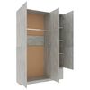 vidaXL Armadio a 3 Ante Grigio Cemento 120x50x180 cm Legno Multistrato
