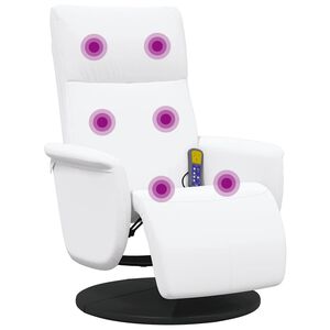 vidaXL Poltrona Reclinabile Massaggiante Poggiapiedi Bianca Similpelle