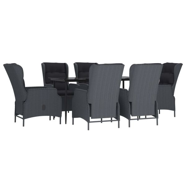 vidaXL Set da Pranzo da Giardino 7 pz Grigio Scuro in Polyrattan